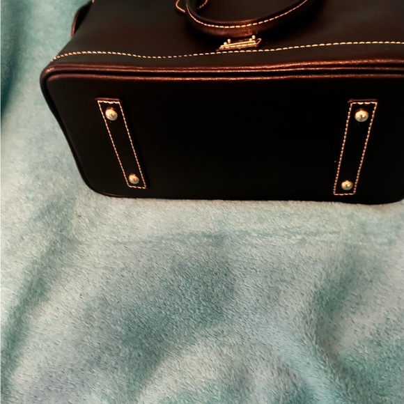 Dooney & Bourke Black Leather Dome Satchel with Contrast Stitching - Picture 4 of 5